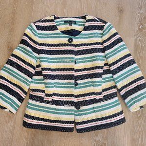 Brooks Brothers Navy and Green Striped Jacket, Peplum Sleeve, Women's Size 6